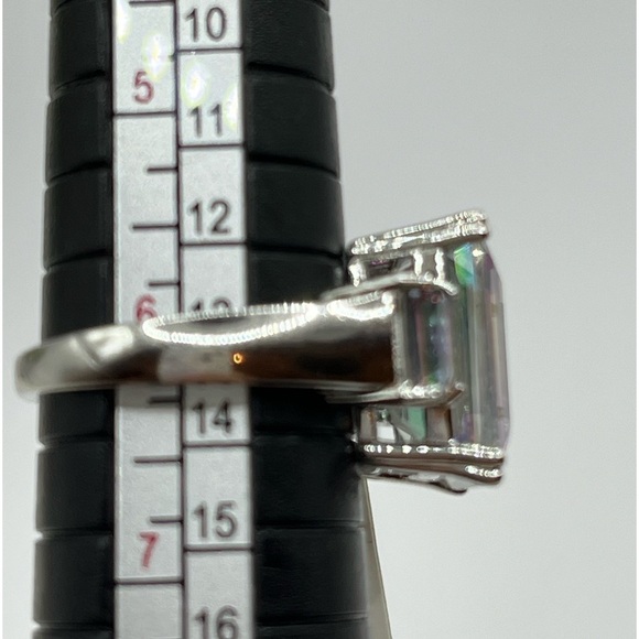 Rainbow Multiple Colored Quartz Ring Emerald Cut Designer DK 925 - Picture 12 of 13